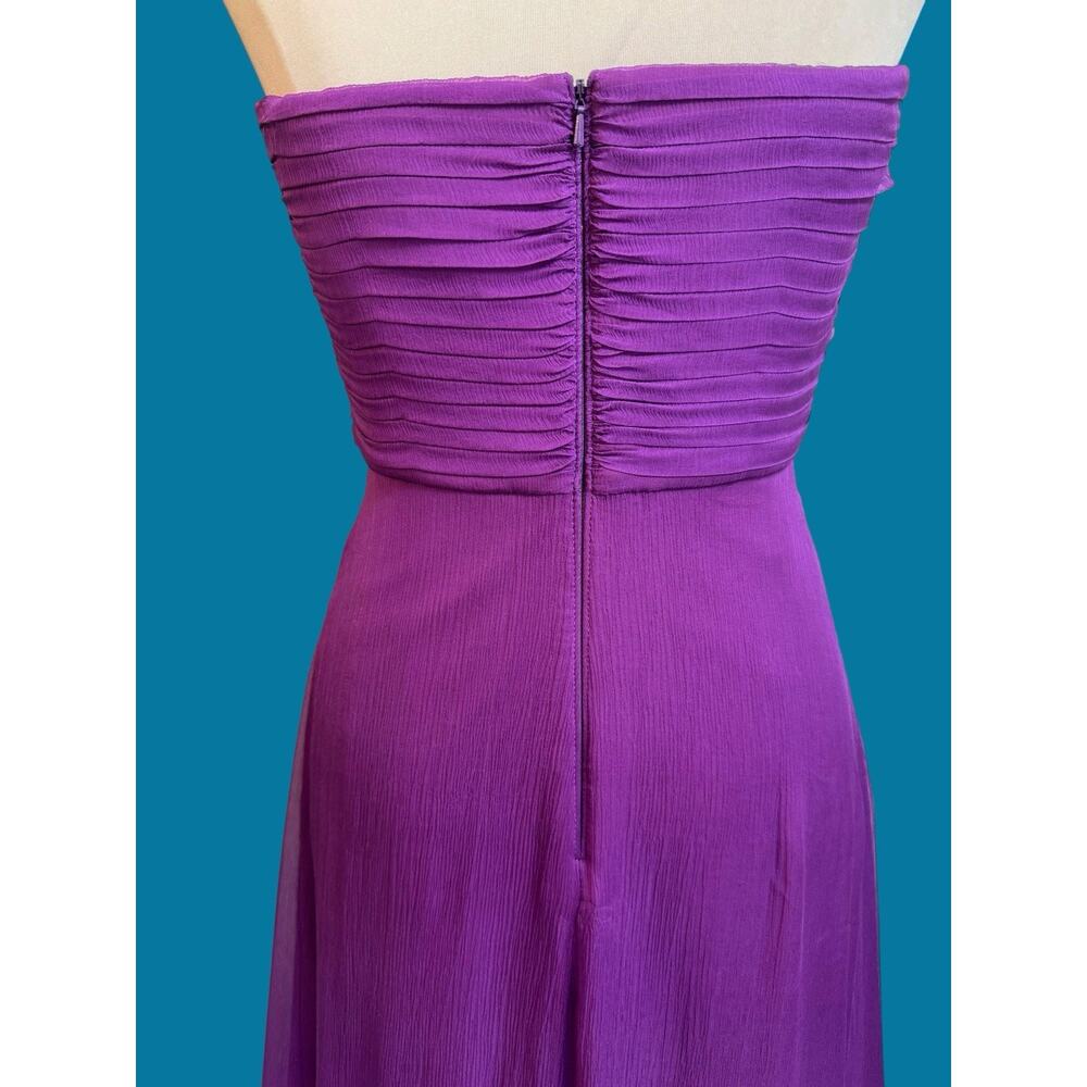 Tadashi Shoji Silk Purple Strapless Gown Sz 8 Ruched Formal Evening Maxi Dress - Picture 10 of 15